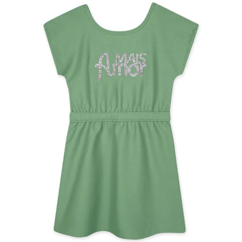 Vestido Manga Curta Sarjado Infantil Marisol Verde 14