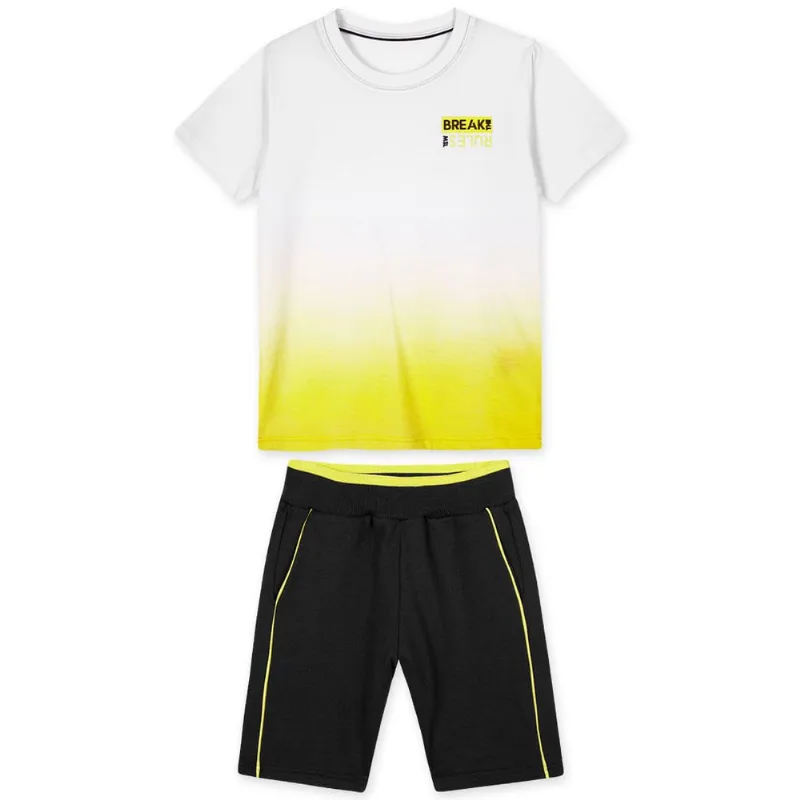 Conjunto Curto Degradê Moletom Menino Marisol Amarelo 8