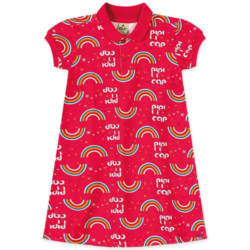 Vestido Polo Infantil Menina - Vermelho 10
