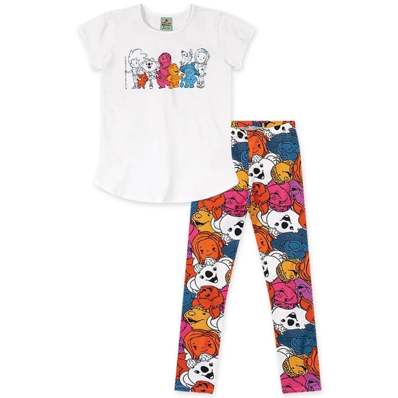 Conjunto Curto Malha Menina Mundo Ripilica Branco 1.5