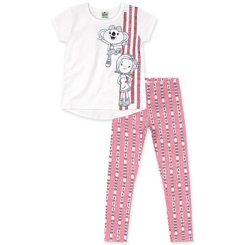 Conjunto Curto Malha Menina Mundo Ripilica Branco 8