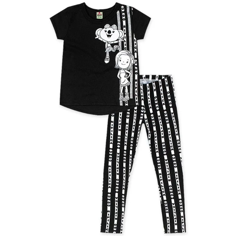 Conjunto Curto Malha Menina Mundo Ripilica Preto 8