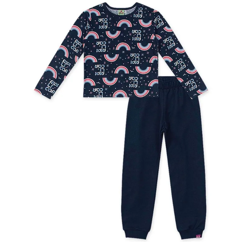 Conjunto Longo Moletom Menina Mundo Ripilica Preto 8