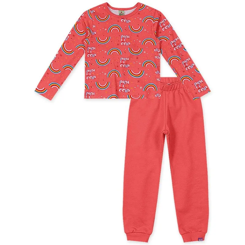 Conjunto Longo Moletom Menina Mundo Ripilica Vermelho 8