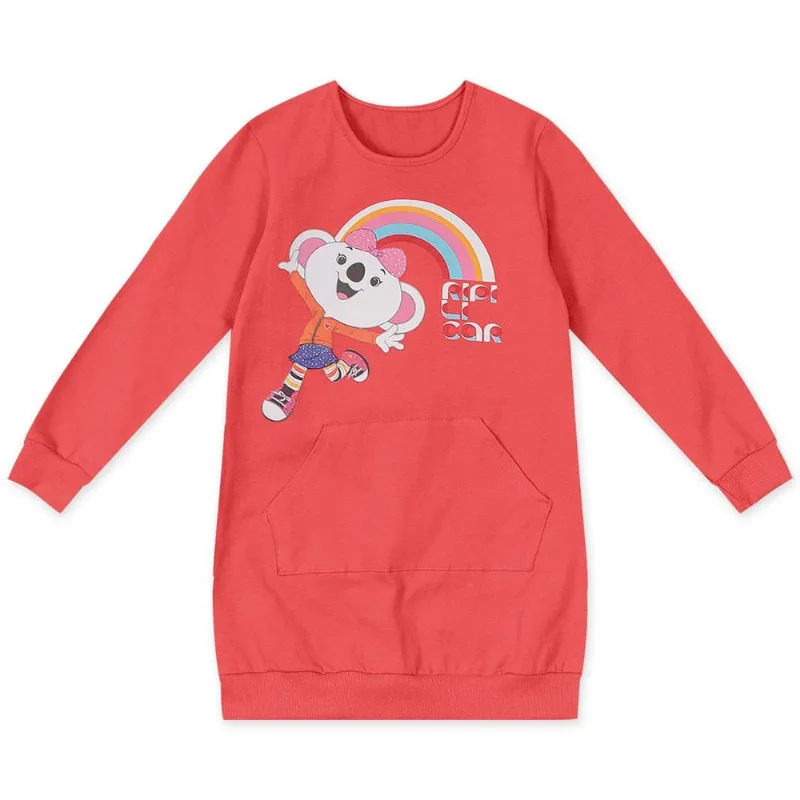 Vestido Manga Longa Malha Infantil Mundo Ripilica Vermelho 2