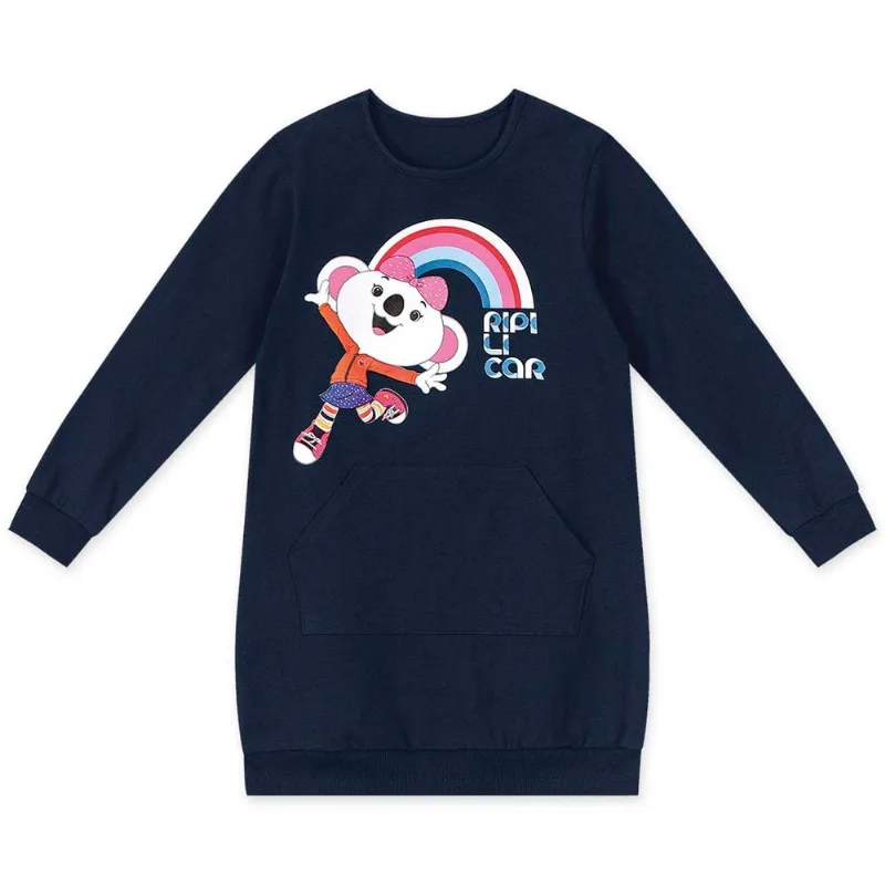 Vestido Manga Longa Malha Infantil Mundo Ripilica Azul 1.5