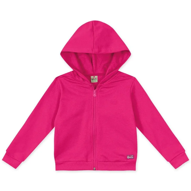 Jaqueta Básica Moletom Com Capuz Menina Mundo Ripilica Rosa 10
