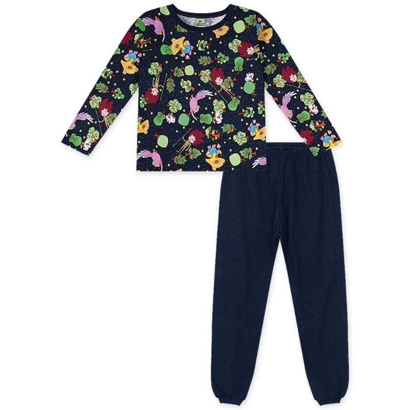 Pijama Longo Malha Menina Mundo Ripilica Preto 6