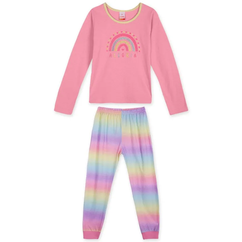 Pijama Longo Com Aroma Malha Menina Marisol Rosa 12