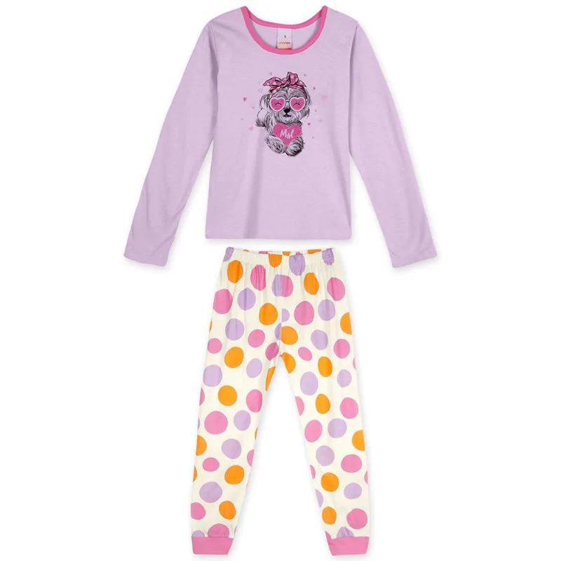 Pijama Longo Com Aroma Malha Menina Marisol Lilás 10
