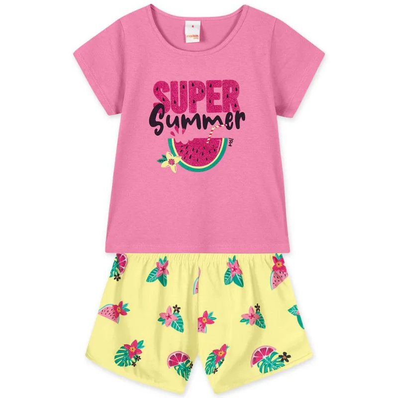 Conjunto Curto Infantil Feminino Marisol Play Rosa 6
