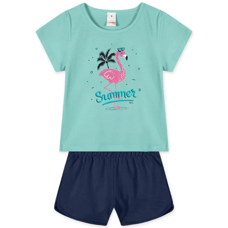 Conjunto Curto Infantil Feminino Marisol Play Azul 6