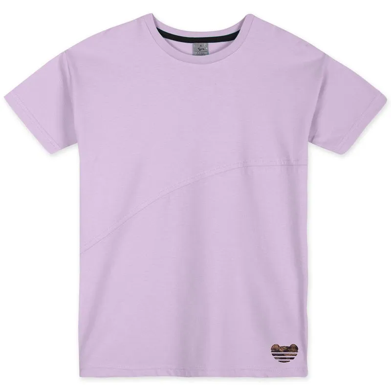 Camiseta Alongada Manga Curta Infantil Masculina Tigor Lilás 4