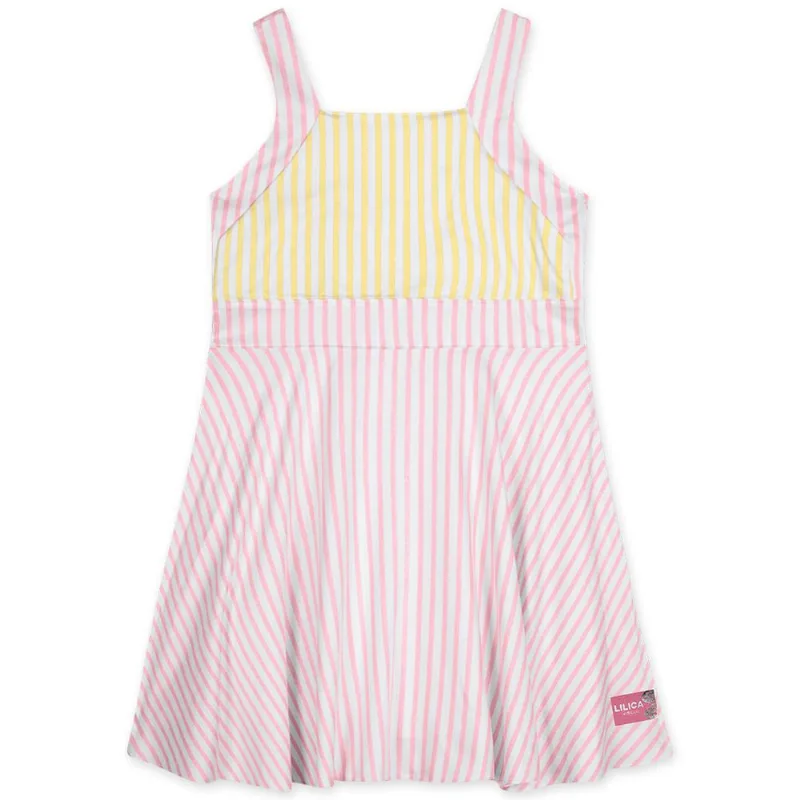Vestido Listrado Com Alças Viscose Infantil Feminino Lilica Rosa 4