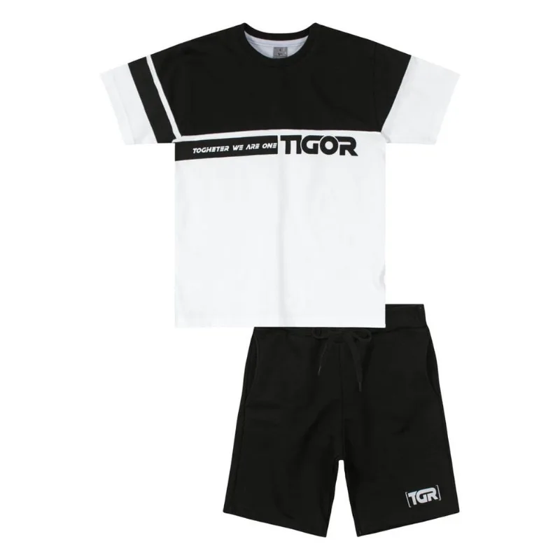 Conjunto Curto Moletom Menino Tigor Preto 4