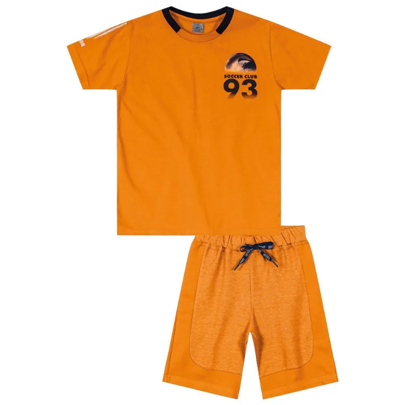 Conjunto Curto Malha Menino Tigor Laranja 8