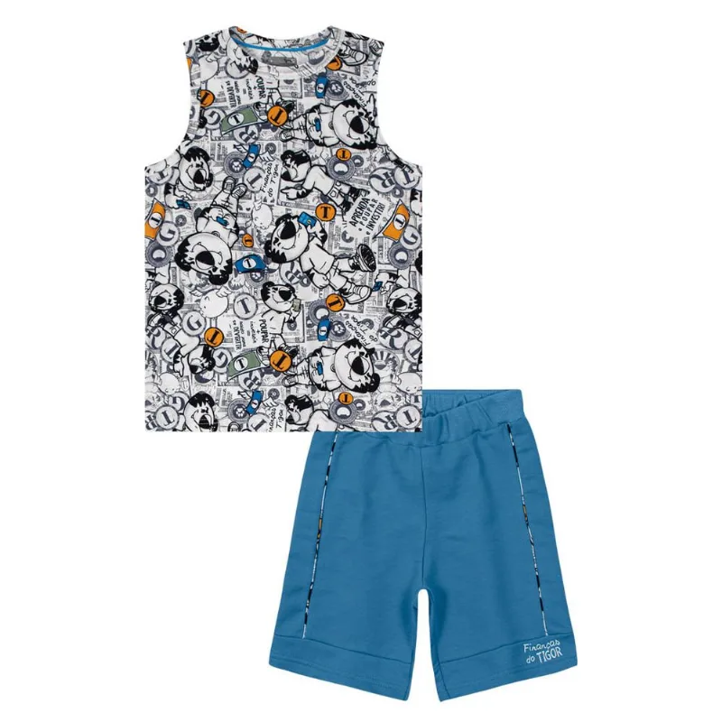Conjunto Curto Moletom Menino Tigor Branco 4