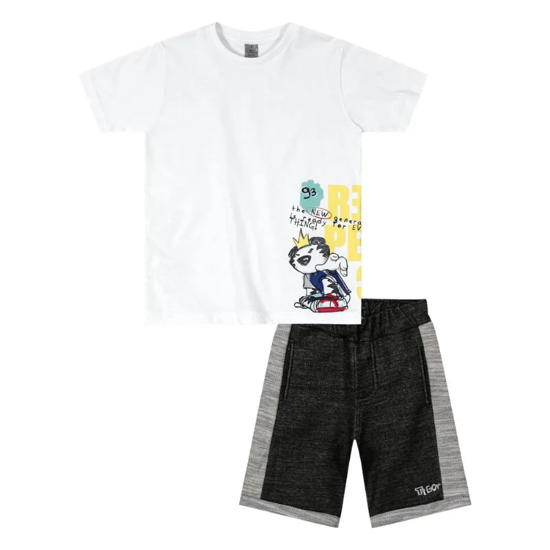 Conjunto Curto Moletom Menino Tigor Branco 6