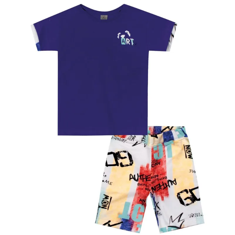Conjunto Curto Moletom Menino Tigor Azul 6