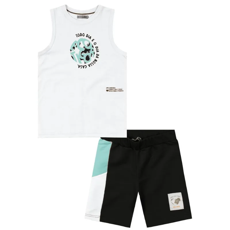 Conjunto Curto Moletom Menino Tigor Branco 12