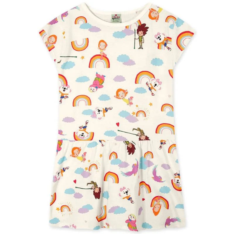 Vestido Manga Curta Malha Infantil Mundo Ripilica Bege 2