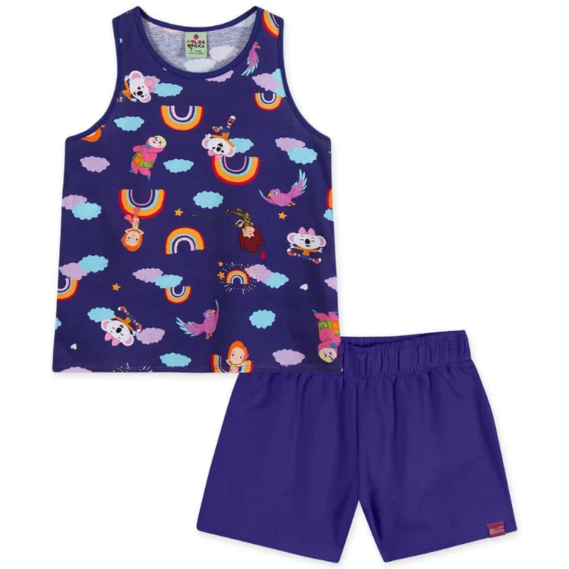 Conjunto Curto Moletom Menina Mundo Ripilica Azul 1.5