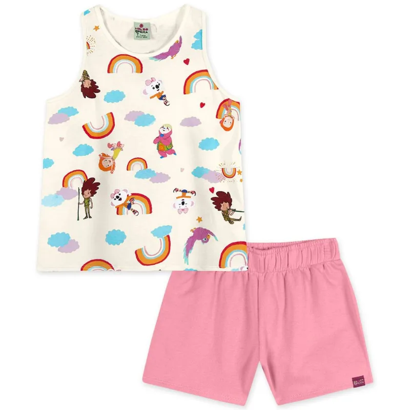 Conjunto Curto Moletom Menina Mundo Ripilica Bege 8