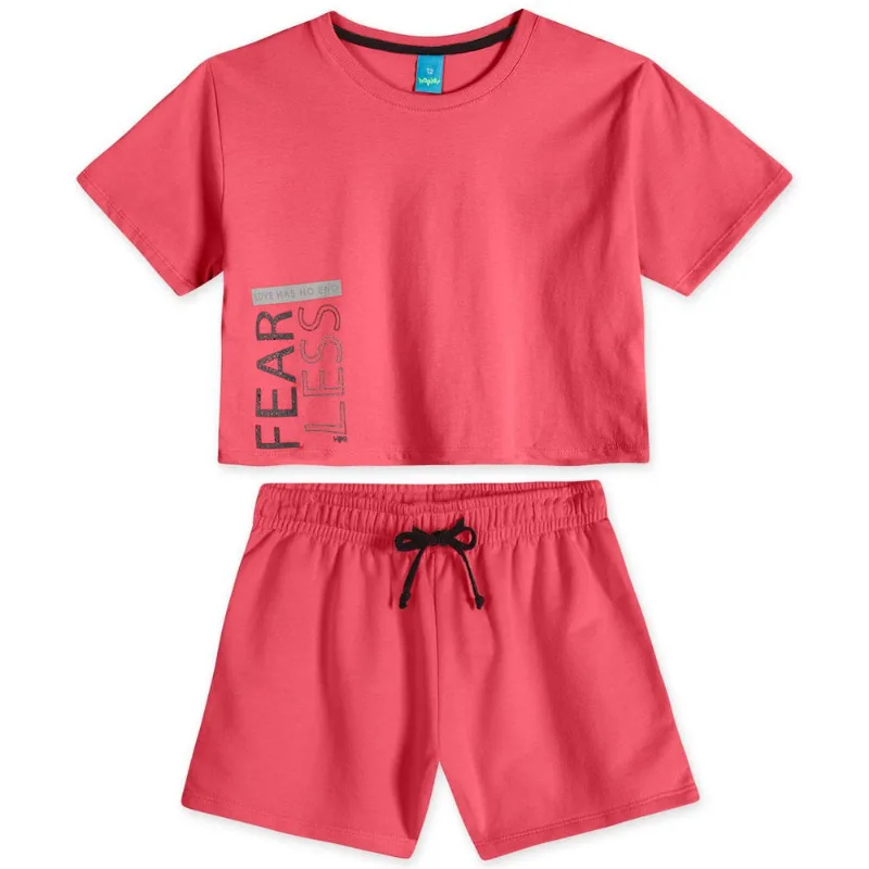 Conjunto Curto Moletom Juvenil Feminino Hapier Rosa 16