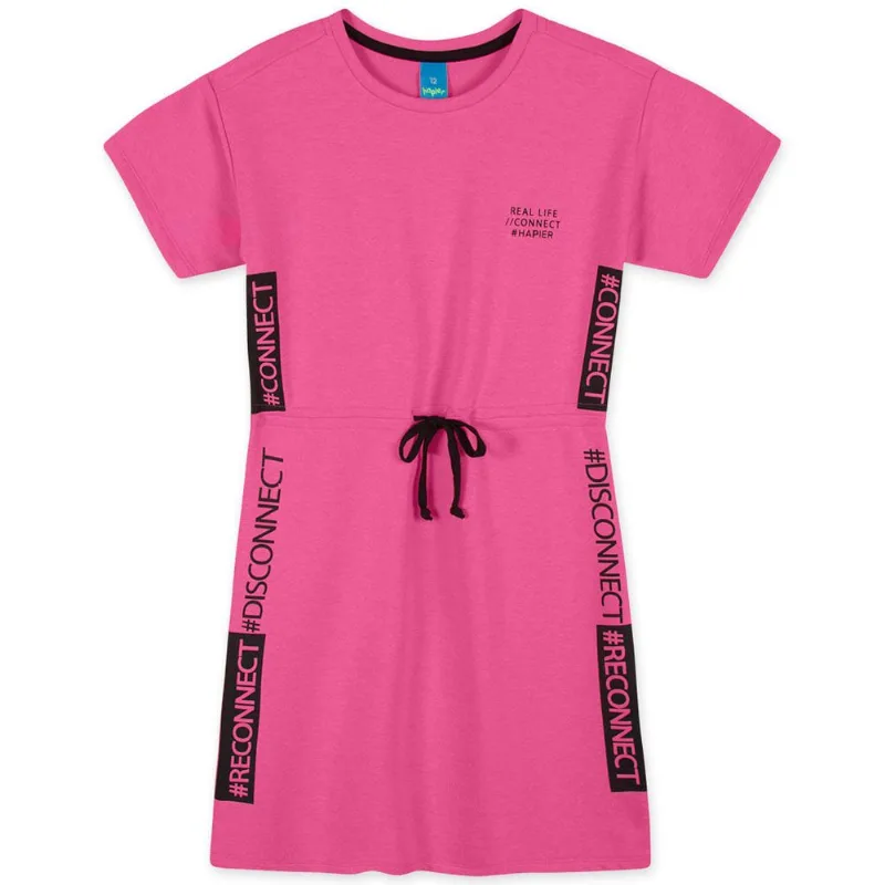 Vestido Manga Curta Moletom Juvenil Feminino Hapier Rosa 10
