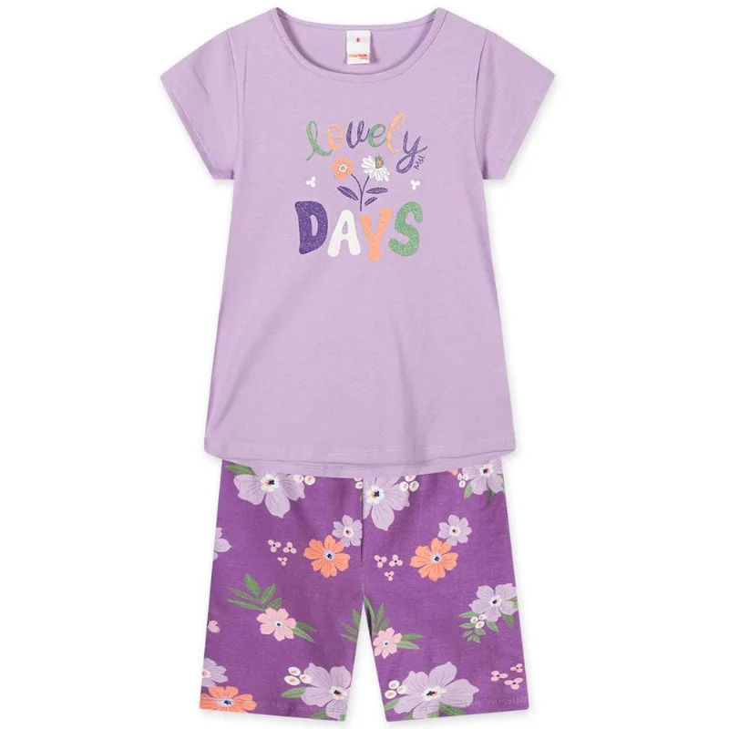 Conjunto Floral Curto Infantil Feminino Marisol Play Lilás 8