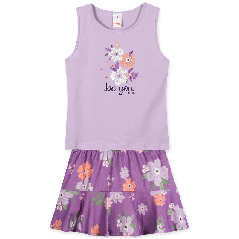 Conjunto Floral Curto Infantil Feminino Marisol Play Lilás 4