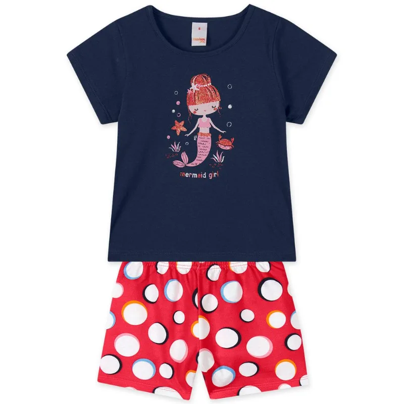 Conjunto Curto Sereia Infantil Feminino Marisol Play Azul 2P