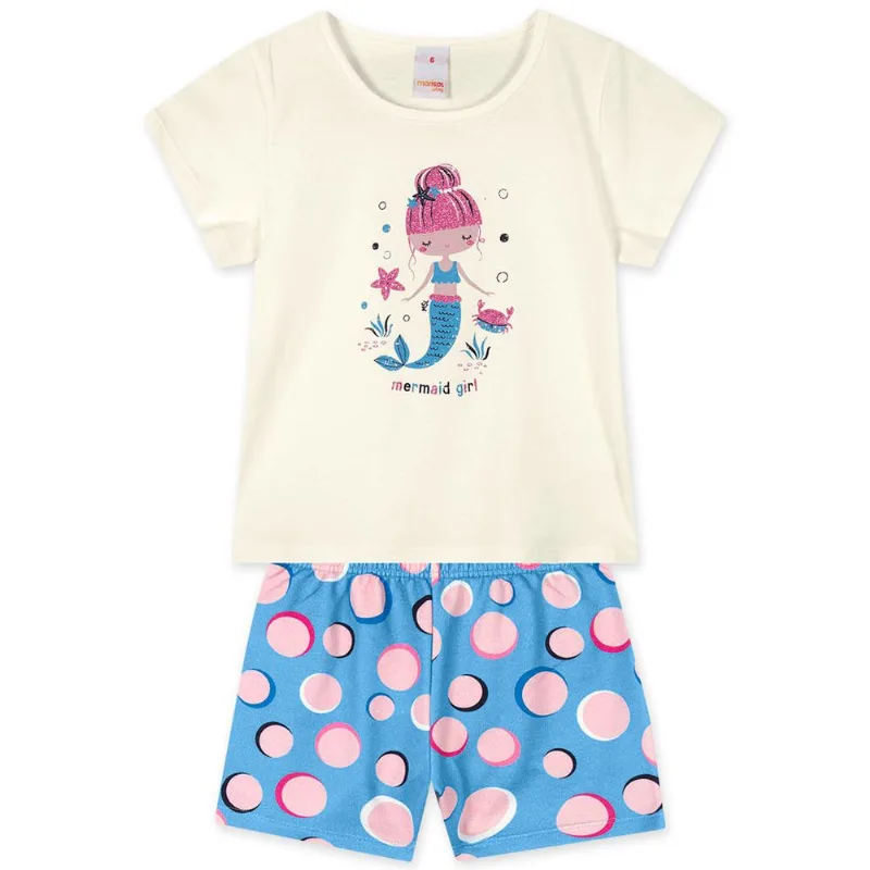 Conjunto Curto Sereia Infantil Feminino Marisol Play Bege 2P