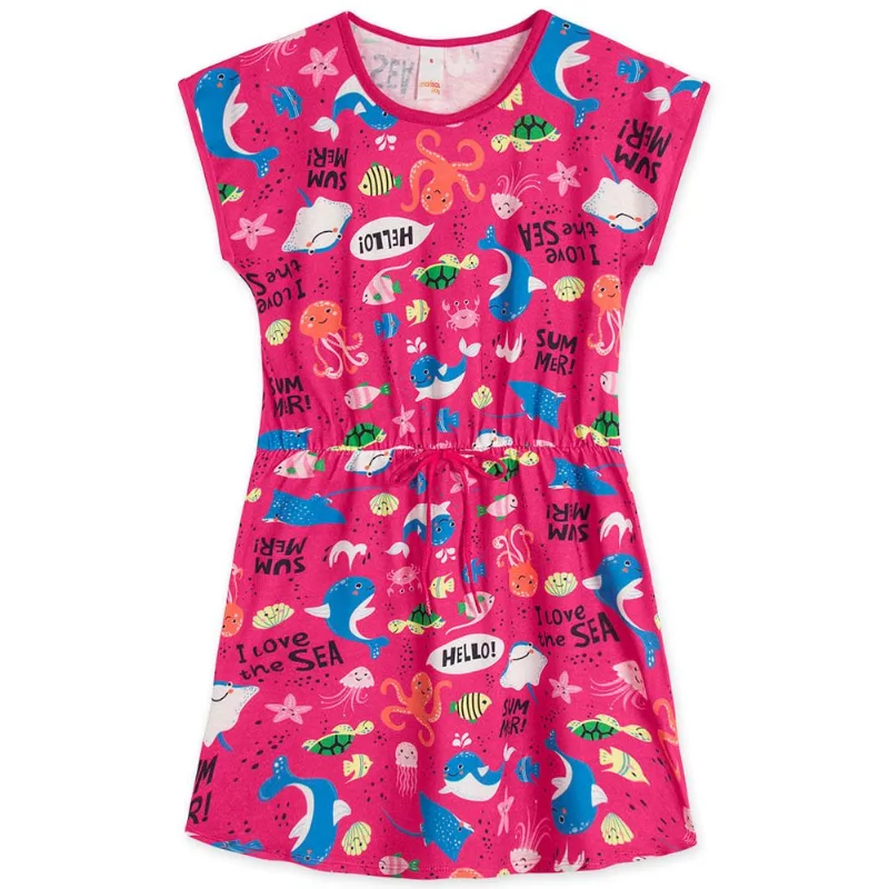 Vestido Manga Curta Infantil Feminino Marisol Play Rosa 1P