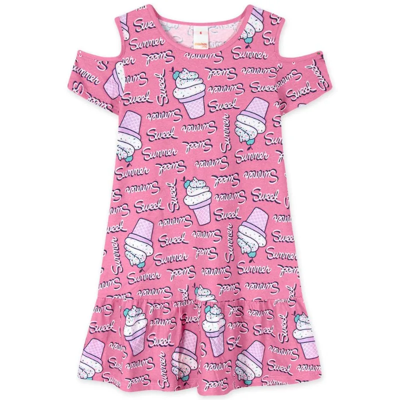 Vestido Curto Infantil Feminino Marisol Play Rosa 1P