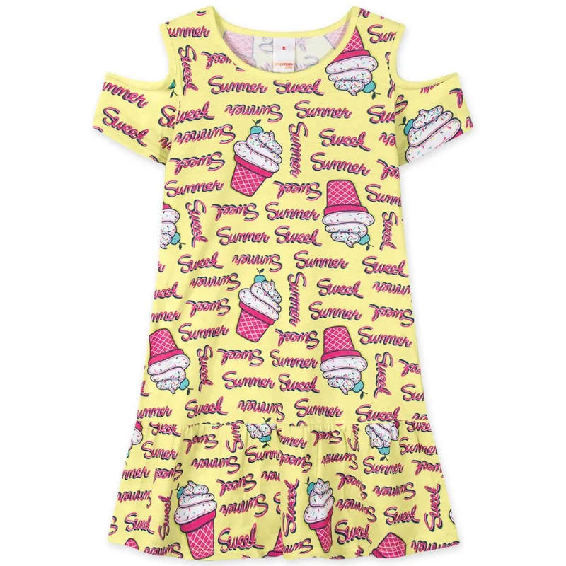 Vestido Curto Infantil Feminino Marisol Play Amarelo 1P