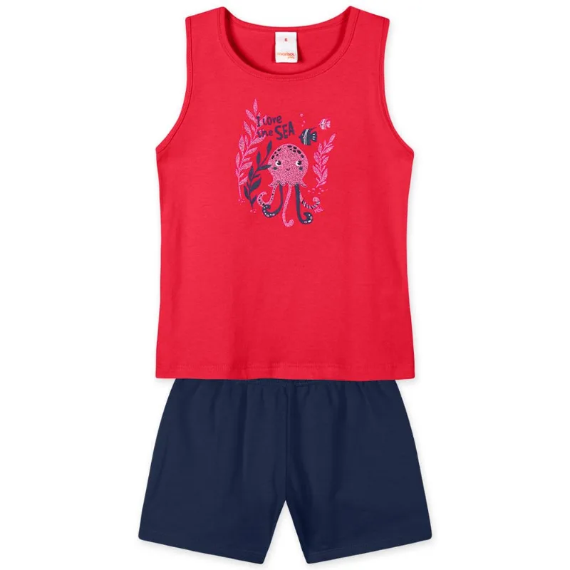 Conjunto Curto Moletom Infantil Feminino Marisol Play Vermelho 2P