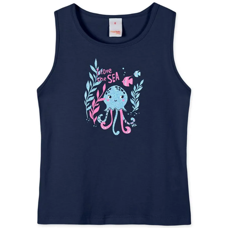 Conjunto Curto Moletom Infantil Feminino Marisol Play Azul 3P