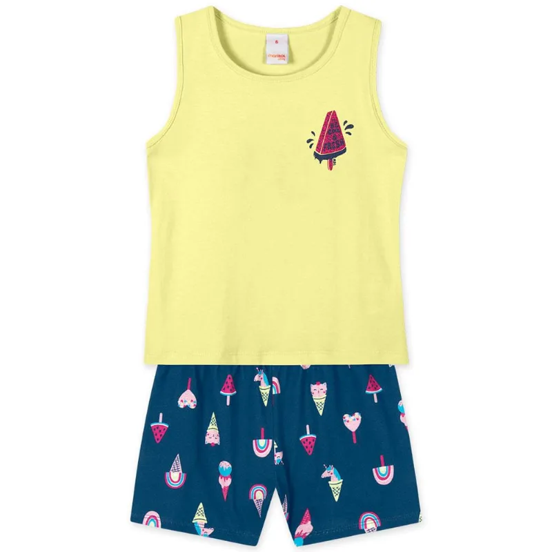Conjunto Curto Infantil Feminino Marisol Play Amarelo 4