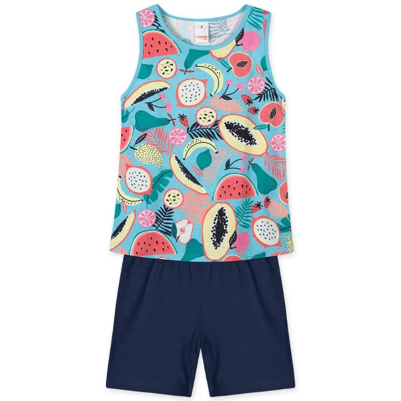 Conjunto Curto Frutas Infantil Feminino Marisol Play Azul 12