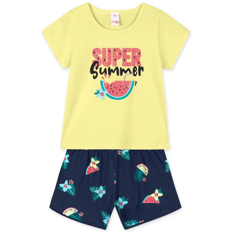 Conjunto Curto Infantil Feminino Marisol Play Amarelo 14
