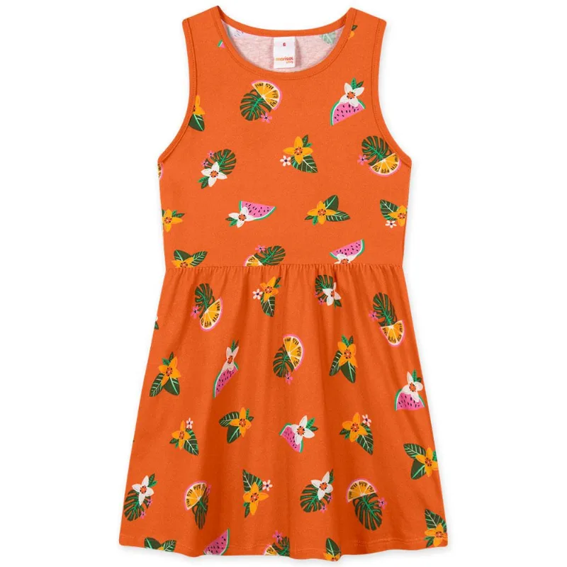 Vestido Regata Infantil Feminino Marisol Play Laranja 4