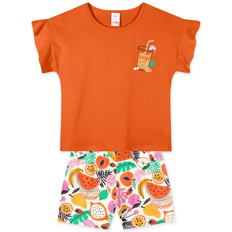 Conjunto Curto Infantil Feminino Marisol Play Laranja 12