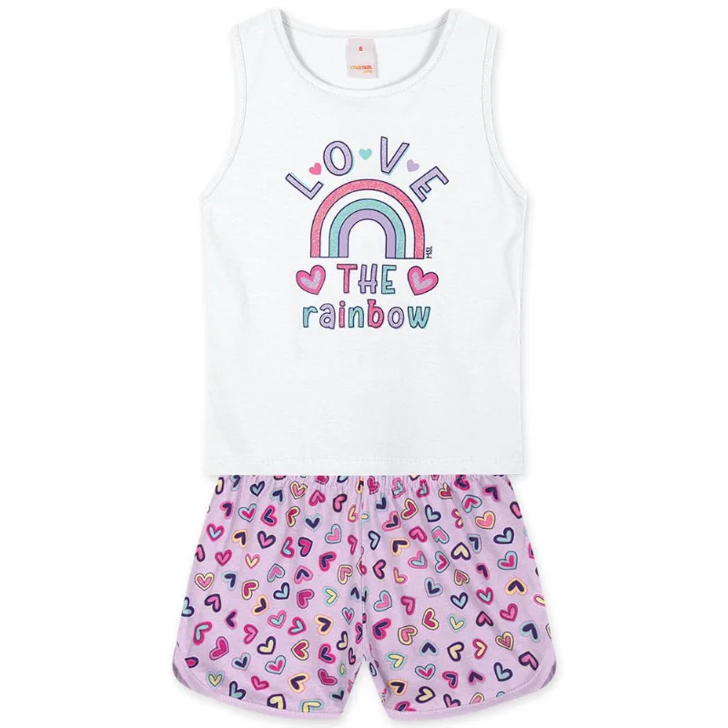 Conjunto Curto Arco-íris Infantil Feminino Marisol Play Branco 4