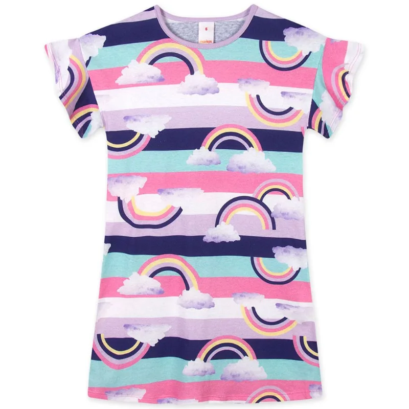 Vestido Curto Listrado Arco-íris Infantil Feminino Marisol Play Lilás 12