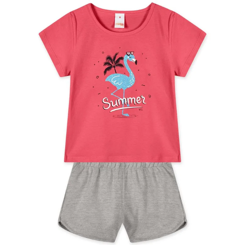 Conjunto Curto Infantil Feminino Marisol Play Rosa 6