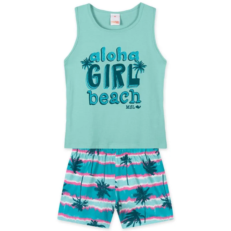 Conjunto Curto Moletom Infantil Feminino Marisol Play Azul 10