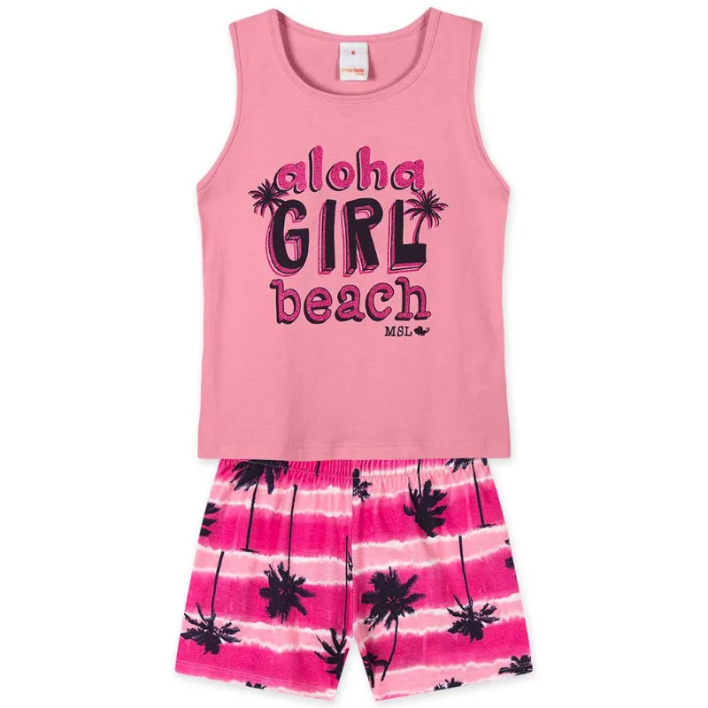 Conjunto Curto Moletom Infantil Feminino Marisol Play Rosa 4