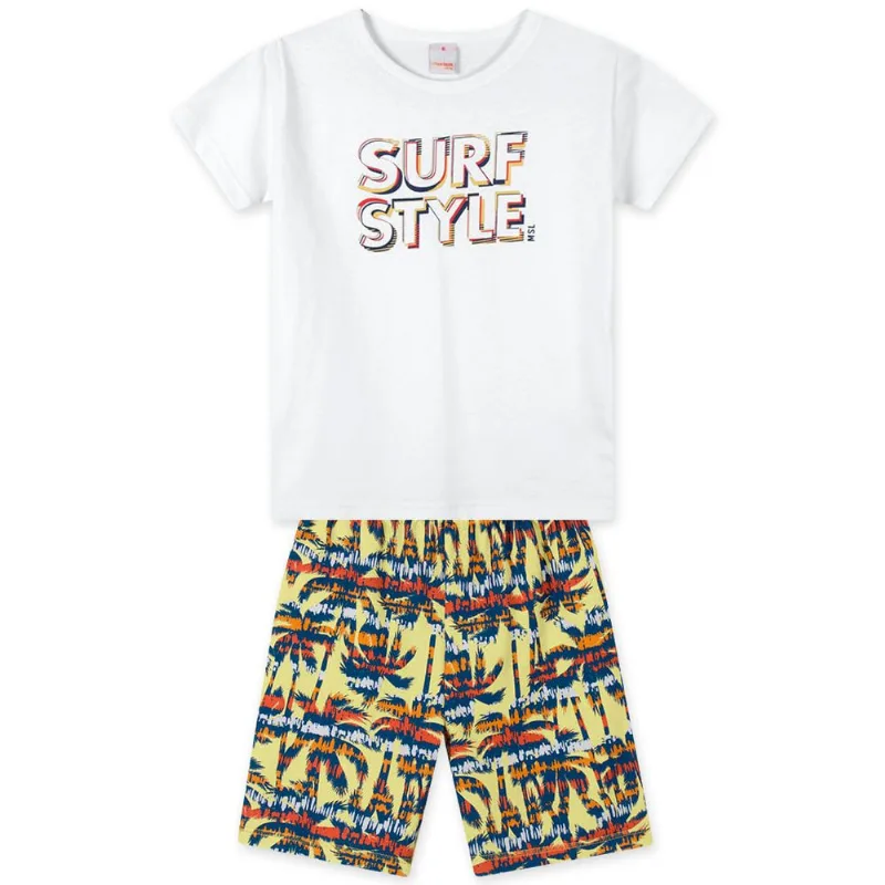 Conjunto Curto Moletom Infantil Masculino Marisol Play Branco 3P