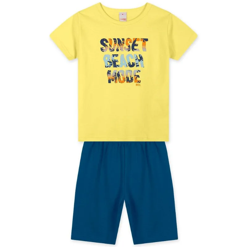 Conjunto Curto Moletom Infantil Masculino Marisol Play Amarelo 6